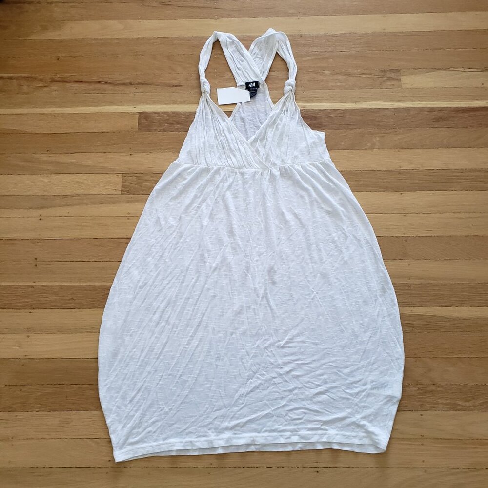 H&M White Racerback Swim Dress Coverup Size M NWT